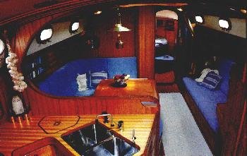 The quarters provide comfort for anything from a weekend of gunkholing to
a lifetime of blue-water cruising.